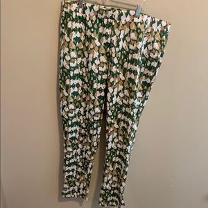 Ashley Stewart Green, Gold and White Patterned Pants size 22/24 nwt